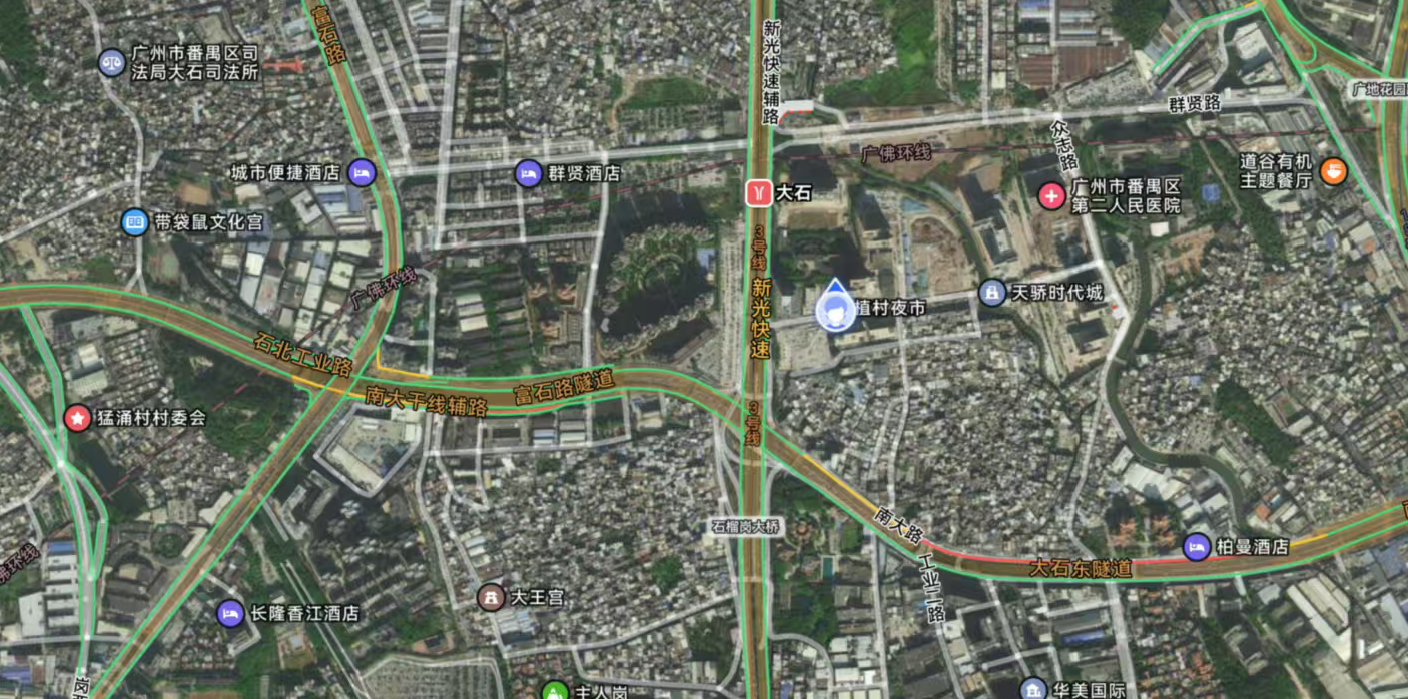 假日酒店番禺区大石街道，广州地图